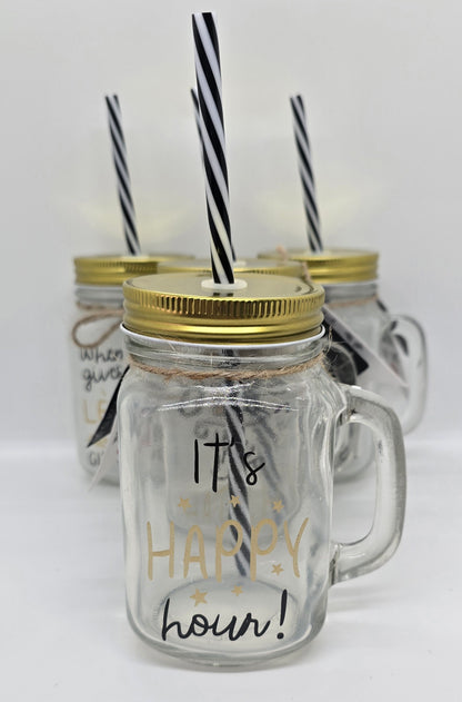 Mason Jar With Straw